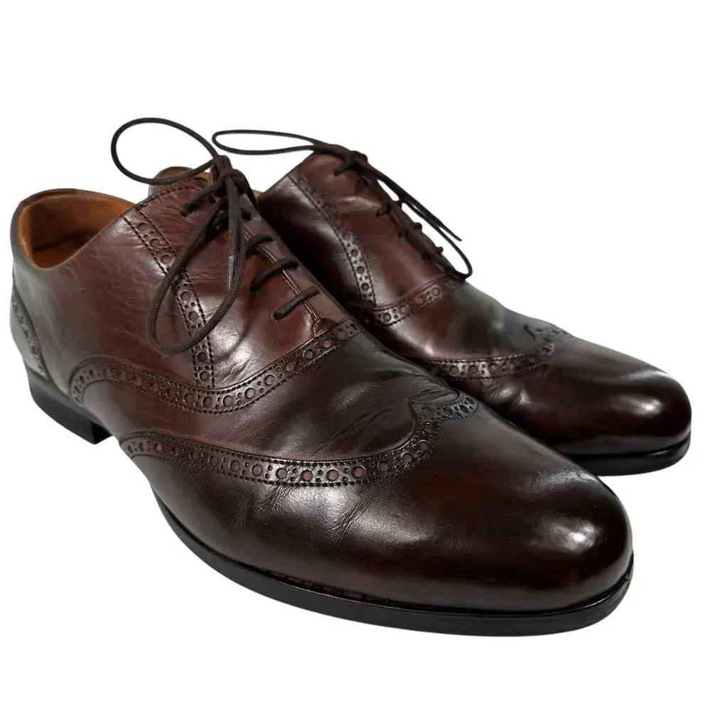 Wolf & Shepard Lace Up Leather Wing Tip Oxford Mens Dress Shoe‎ Size 9 1/2 A